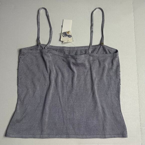 NWT Y2K VTG Pursuits Ltd. XL Silver Beaded Silk Cami Metallic Party Glam Holiday - Picture 6 of 6